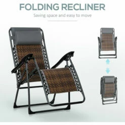 Outsunny Zero Gravity Folding Chair Metal Frame Cup Phone Holder Deck Poolside -Outsunny store 49281292 5