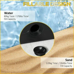 Outsunny Set Of 4 Cantilever Parasol Base, Up To 130kg Sand 90kg Water, Black -Outsunny store 49464810 5