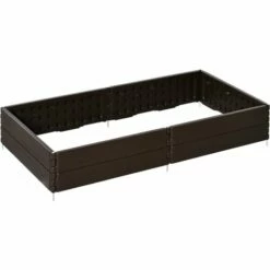 Outsunny Raised Garden Bed For Veggies Flowers, 6 Panels Outdoor Planter Box