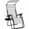 Outsunny Zero Gravity Chair Adjustable Patio Lounge W/ Cup Holder White -Outsunny store 49603167 1