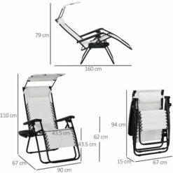 Alternative view of Outsunny Zero Gravity Chair Adjustable Patio Lounge W/ Cup Holder White