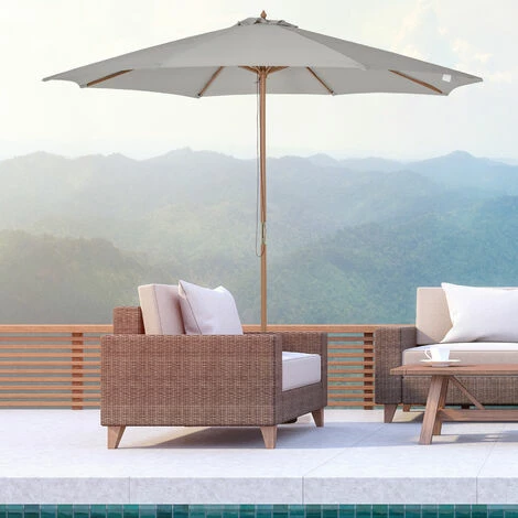 Outsunny 3m Fir Wooden Garden Parasol Sun Shade Outdoor Umbrella Canopy Grey Outsunny 3m Fir Wooden Garden Parasol Sun Shade Outdoor Umbrella Canopy Grey -Outsunny store 49910805 3
