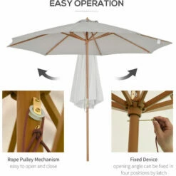 Outsunny 3m Fir Wooden Garden Parasol Sun Shade Outdoor Umbrella Canopy Grey 5 Outsunny 3m Fir Wooden Garden Parasol Sun Shade Outdoor Umbrella Canopy Grey -Outsunny store 49910805 4