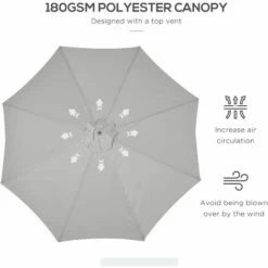 Outsunny 3m Fir Wooden Garden Parasol Sun Shade Outdoor Umbrella Canopy Grey 6 Outsunny 3m Fir Wooden Garden Parasol Sun Shade Outdoor Umbrella Canopy Grey -Outsunny store 49910805 5