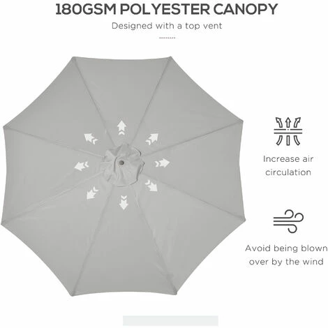 Outsunny 3m Fir Wooden Garden Parasol Sun Shade Outdoor Umbrella Canopy Grey Outsunny 3m Fir Wooden Garden Parasol Sun Shade Outdoor Umbrella Canopy Grey -Outsunny store 49910805 5