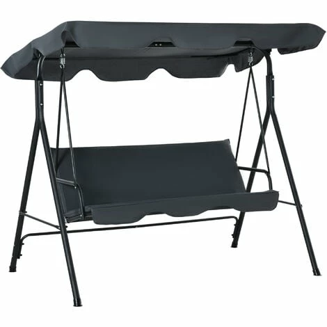 Outsunny Outdoor Metal Hammock Swing Chair 3-Seater Patio Bench Garden Dark Grey Outsunny Outdoor Metal Hammock Swing Chair 3-Seater Patio Bench Garden Dark Grey -Outsunny store 49910986 1