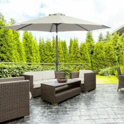 Outsunny 3(m) Patio Umbrella Outdoor Sunshade Canopy W/ Tilt & Crank Light Grey -Outsunny store 49973327 3