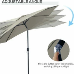 Outsunny 3(m) Patio Umbrella Outdoor Sunshade Canopy W/ Tilt & Crank Light Grey -Outsunny store 49973327 4