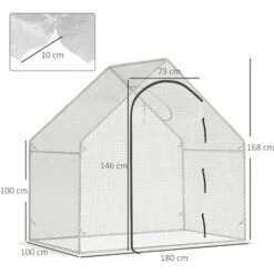 Outsunny Walk-In Portable Greenhouse Mini Grown House Steel Frame Window White -Outsunny store 49973439 2