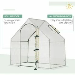 Outsunny Walk-In Portable Greenhouse Mini Grown House Steel Frame Window White -Outsunny store 49973439 5
