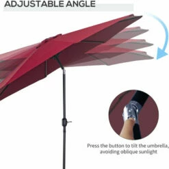 Outsunny 3(m) Patio Umbrella Outdoor Sunshade Canopy W/ Tilt & Crank Wine Red 5 Outsunny 3(m) Patio Umbrella Outdoor Sunshade Canopy W/ Tilt & Crank Wine Red -Outsunny store 49973487 4