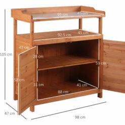 Outsunny 2 In 1 Potting Bench Table W/ Storage Cabinet And Galvanized Table Top -Outsunny store 50097705 2
