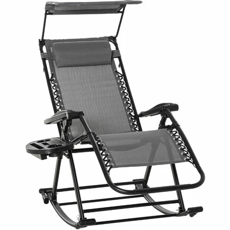 Outsunny Folding Recliner Chair Outdoor Lounge Rocker Zero-Gravity Seat, Grey Outsunny Folding Recliner Chair Outdoor Lounge Rocker Zero-Gravity Seat, Grey -Outsunny store 50241349 1