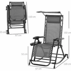 Outsunny Folding Recliner Chair Outdoor Lounge Rocker Zero-Gravity Seat, Grey 3 Outsunny Folding Recliner Chair Outdoor Lounge Rocker Zero-Gravity Seat, Grey -Outsunny store 50241349 2