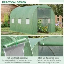 Outsunny Polytunnel Walk-in Garden Greenhouse With Zip Door And Windows 3 X 2M -Outsunny store 50241358 4