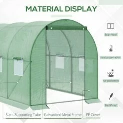 Outsunny Polytunnel Walk-in Garden Greenhouse With Zip Door And Windows 3 X 2M -Outsunny store 50241358 5