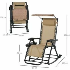 Outsunny Folding Recliner Chair Outdoor Lounge Rocker Zero-Gravity Seat -Outsunny store 50241403 2