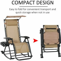 Outsunny Folding Recliner Chair Outdoor Lounge Rocker Zero-Gravity Seat -Outsunny store 50241403 4