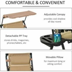 Outsunny Folding Recliner Chair Outdoor Lounge Rocker Zero-Gravity Seat -Outsunny store 50241403 5