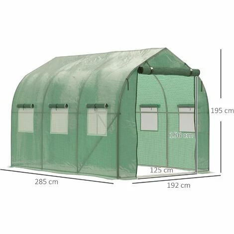 Outsunny 3 x 2 M Walk in Polytunnel Greenhouse Galvanised Steel w/ Zipped Door Outsunny 3 X 2 M Walk In Polytunnel Greenhouse Galvanised Steel W/ Zipped Door -Outsunny store 50241432 2