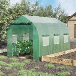 Outsunny 3 X 2 M Walk In Polytunnel Greenhouse Galvanised Steel W/ Zipped Door 4 Outsunny 3 X 2 M Walk In Polytunnel Greenhouse Galvanised Steel W/ Zipped Door -Outsunny store 50241432 3