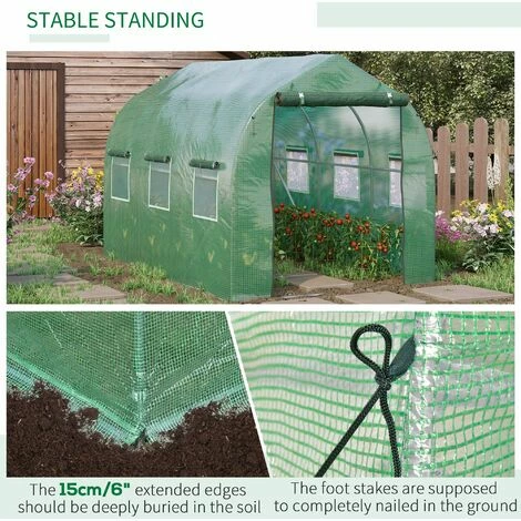 Outsunny 3 x 2 M Walk in Polytunnel Greenhouse Galvanised Steel w/ Zipped Door Outsunny 3 X 2 M Walk In Polytunnel Greenhouse Galvanised Steel W/ Zipped Door -Outsunny store 50241432 5