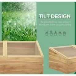 Outsunny Wood Cold Frame Greenhouse Garden Polycarbonate Grow House, Natural -Outsunny store 50241443 4