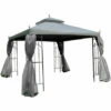Outsunny 3 X 3(m) Garden Gazebo Double Top Gazebo Canopy W/ Curtains Grey -Outsunny store 50446974 1