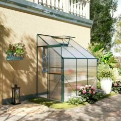 Outsunny Walk-In Garden Greenhouse Aluminum Frame Polycarbonate 6 X 4ft -Outsunny store 50886406 3