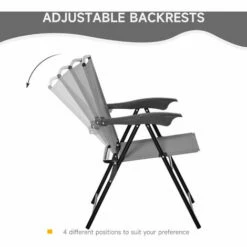 Outsunny Patio Bistro Set Folding Chairs Garden Coffee Table For Balcony Grey -Outsunny store 50886408 4