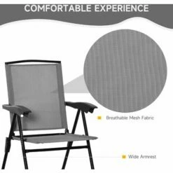 Outsunny Patio Bistro Set Folding Chairs Garden Coffee Table For Balcony Grey -Outsunny store 50886408 5