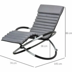 Outsunny Breathable Mesh Rocking Chair Design Orbital Mat Removable Black Grey -Outsunny store 50886409 2