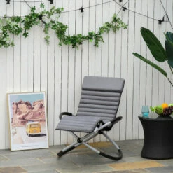 Outsunny Breathable Mesh Rocking Chair Design Orbital Mat Removable Black Grey -Outsunny store 50886409 3