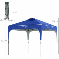Outsunny Pop Up Gazebo Foldable W/ Wheeled Carry Bag & 4 Weight Bags, Blue -Outsunny store 50886411 2