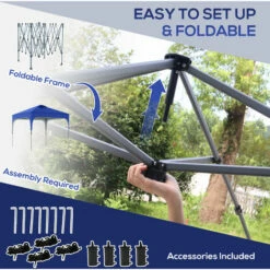 Outsunny Pop Up Gazebo Foldable W/ Wheeled Carry Bag & 4 Weight Bags, Blue -Outsunny store 50886411 5