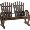 Outsunny 2 Seater Garden Bench W/ Wheel-Shaped Armrests Carbonized Colour -Outsunny store 50886417 1