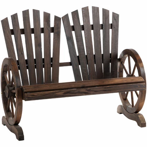 Outsunny 2 Seater Garden Bench W/ Wheel-Shaped Armrests Carbonized Colour 3 Outsunny 2 Seater Garden Bench W/ Wheel-Shaped Armrests Carbonized Colour