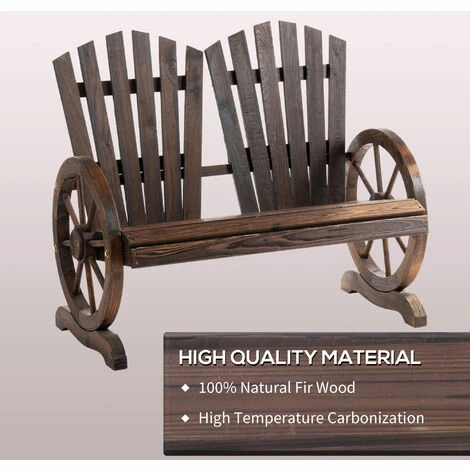Outsunny 2 Seater Garden Bench W/ Wheel-Shaped Armrests Carbonized Colour 7 Outsunny 2 Seater Garden Bench W/ Wheel-Shaped Armrests Carbonized Colour - Image 5