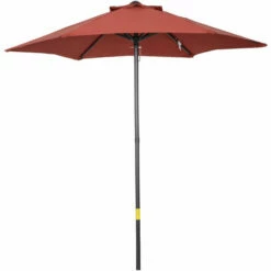 Outsunny 2m Parasol Patio Umbrella, Outdoor Sun Shade With 6 Ribs Wine Red
