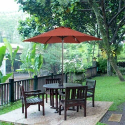 Outsunny 2m Parasol Patio Umbrella, Outdoor Sun Shade With 6 Ribs Wine Red -Outsunny store 50886418 3