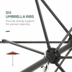 Outsunny 2m Parasol Patio Umbrella, Outdoor Sun Shade With 6 Ribs Wine Red -Outsunny store 50886418 5