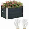 Outsunny Raised Garden Bed Metal Planter Box For Vegetables Flower Grows, Grey -Outsunny store 50886419 1