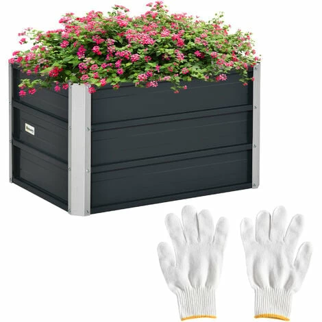 Outsunny Raised Garden Bed Metal Planter Box for Vegetables Flower Grows, Grey Outsunny Raised Garden Bed Metal Planter Box For Vegetables Flower Grows, Grey -Outsunny store 50886419 1