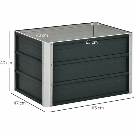 Outsunny Raised Garden Bed Metal Planter Box for Vegetables Flower Grows, Grey Outsunny Raised Garden Bed Metal Planter Box For Vegetables Flower Grows, Grey -Outsunny store 50886419 2