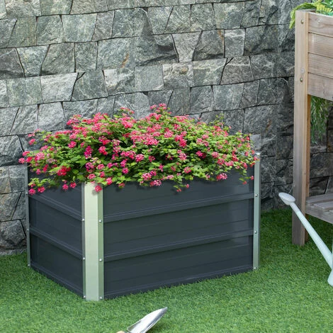 Outsunny Raised Garden Bed Metal Planter Box for Vegetables Flower Grows, Grey Outsunny Raised Garden Bed Metal Planter Box For Vegetables Flower Grows, Grey -Outsunny store 50886419 3