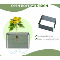 Outsunny Raised Garden Bed Metal Planter Box For Vegetables Flower Grows, Grey 5 Outsunny Raised Garden Bed Metal Planter Box For Vegetables Flower Grows, Grey -Outsunny store 50886419 4