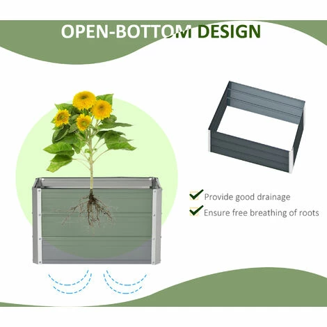 Outsunny Raised Garden Bed Metal Planter Box for Vegetables Flower Grows, Grey Outsunny Raised Garden Bed Metal Planter Box For Vegetables Flower Grows, Grey -Outsunny store 50886419 4