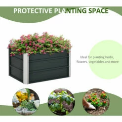 Outsunny Raised Garden Bed Metal Planter Box For Vegetables Flower Grows, Grey 6 Outsunny Raised Garden Bed Metal Planter Box For Vegetables Flower Grows, Grey -Outsunny store 50886419 5