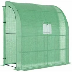 Outsunny Walk-In Lean To Wall Greenhouse W/Window&Door 200Lx 100W X 215Hcm Green