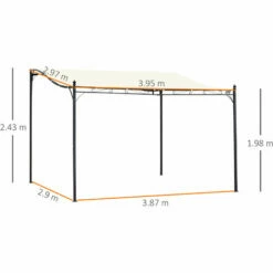Outsunny 4 X 3M Wall Mounted Awning Free Stand Canopy Shade Porch Pergola Cream -Outsunny store 50886422 2